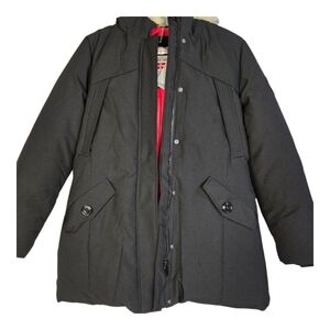 PUREMSX Women's Size L NWT Black All Weather Hooded Jacket with Red Lining